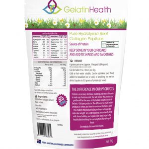 Gelatin Health product Joints rear view of a 1000 gram package