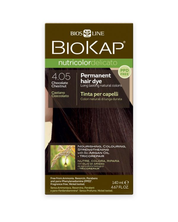 BioKap - Nutricolor Delicato Permanent Hair Dye 4.05 Chocolate Chestnut in a 140 ml Bottle