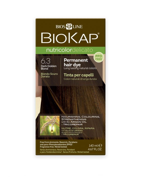 BioKap - Nutricolor Delicato Permanent Hair Dye 6.3 Dark Golden Blond in a 140 ml Bottle