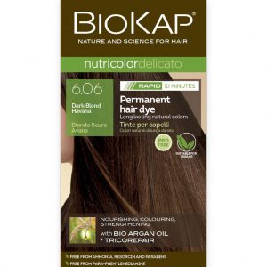 BioKap Nutricolor Delicato RAPID Permanent Hair Dye 6.06 Dark Blond Havana in a 135 ml package.