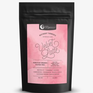 Nutra Organics Velvet Latte in a 500 gram container