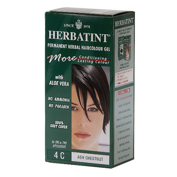 Herbatint Permanent Herbal Haircolour Gel 4C Ash Chestnut Hair Colouring Kit