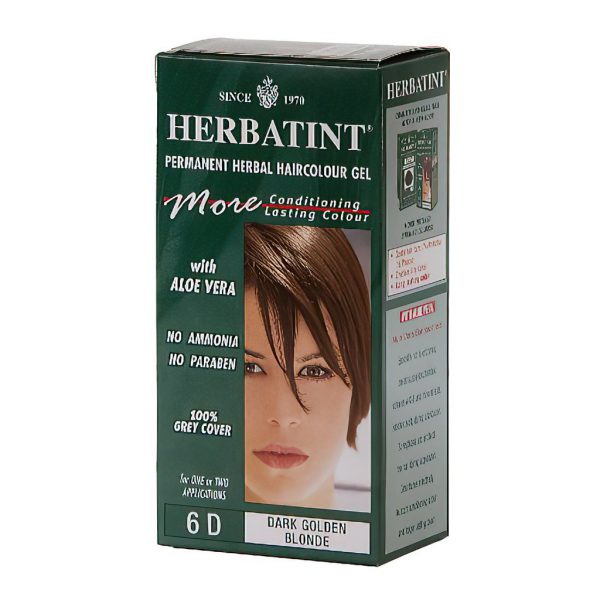 Herbatint Permanent Herbal Haircolour Gel 6D Dark Golden Blonde Hair Colouring Kit
