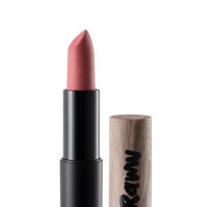 Raww - Coconut Kiss Lipstick in the shade of Pomegranate Parade displayed with cap off