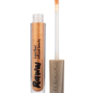Raww - Coconut Splash Sheer Lip Gloss opened container in the shade of Cinnamon Fizz