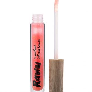 Raww - Coconut Splash Sheer Lip Gloss opened container in the shade of Melon Fizz