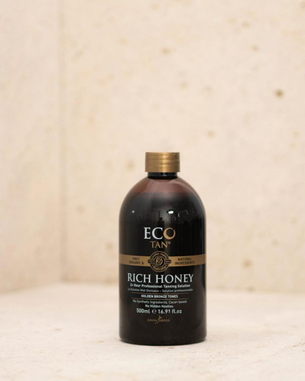 Eco Tan Rich Honey Solution in a 500 ml bottle