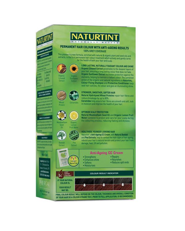 Naturtint - Natural Permanent Hair Colour 5C Light Copper Chestnut rear package view