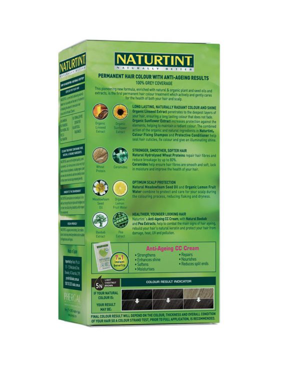 Naturtint - Natural Permanent Hair Colour 5N Light Chestnut Brown rear package view