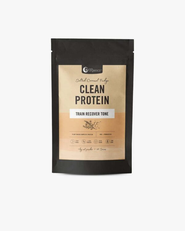 Nutra Organics Clean Protein Salted Caramel Fudge Flavour in a 1 KG pouch