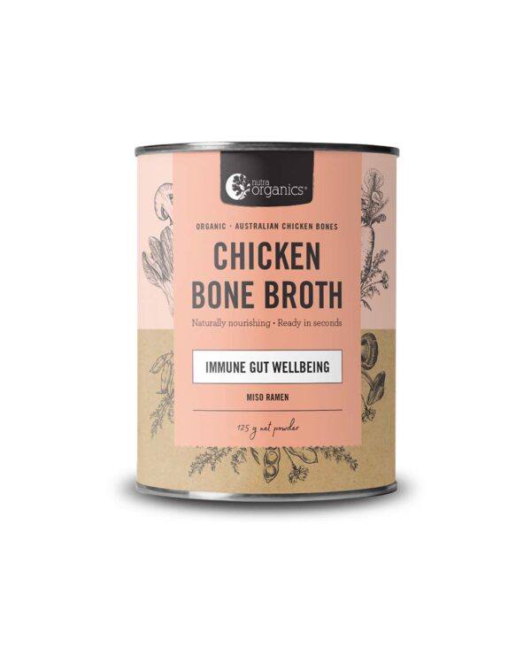 Nutra Organics Miso Ramen Flavour Chicken Bone Broth in a new 125 gram canister