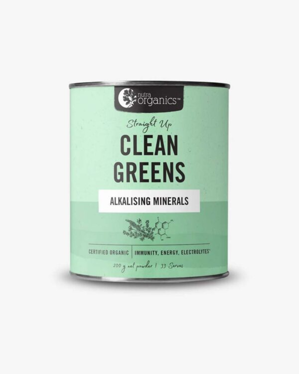 Nutra Organics Clean Greens in a 200 gram container