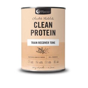 Nutra Organics Clean Protein Chocolate Thickshake Flavour in a 500 gram canister