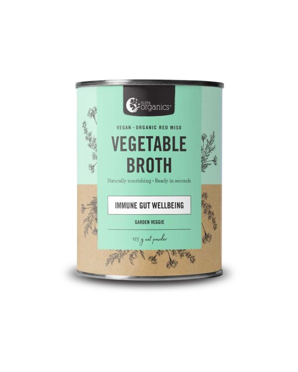 Nutra Organics Garden Veggie Flavour Vegetable Broth in a new 125 gram canister