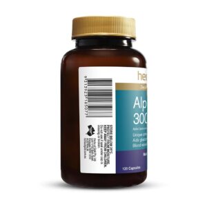 Herbs of Gold - Alpha Lipoic Acid 300 mg formula showing the left view of a 120 Capsule bottle