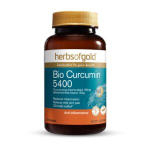 Herbs of Gold - Bio Curcumin 5400 front view of a 30 Tablet Bottle