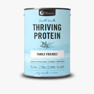 Nutra Organics Thriving Protein Smooth Vanilla in a 450 gram container