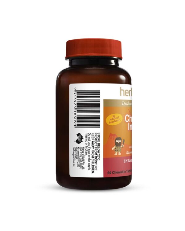 Herbs of Gold – Children's Immune Care left view of a 60 chewable tablet bottle