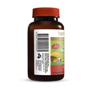 Herbs of Gold – Children’s Magnesium Care left view of a 60 chewable tablet bottle