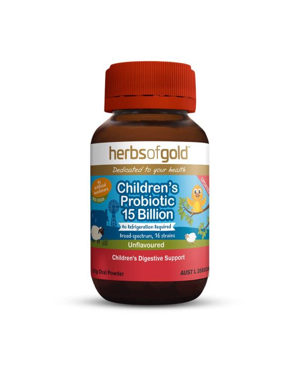 Herbs of Gold – Children's Probiotic 15 Billion front view of a 50 gram bottle