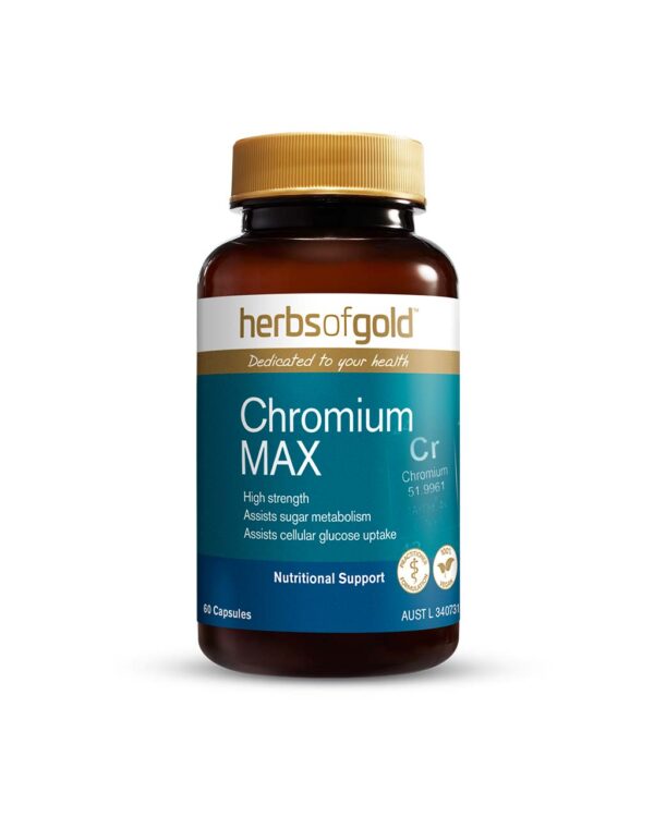 Herbs of Gold – Chromium MAX front view of a 60 capsule bottle