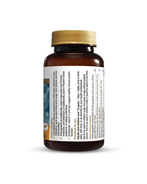 Herbs of Gold – Cold & Flu Strike right view of a 30 tablet bottle