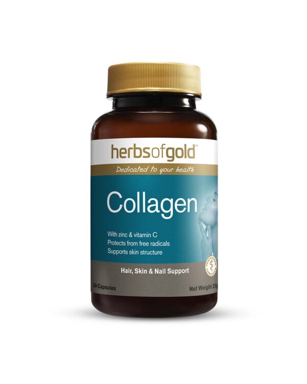 Herbs of Gold – Collagen front view of a 30 capsule bottle