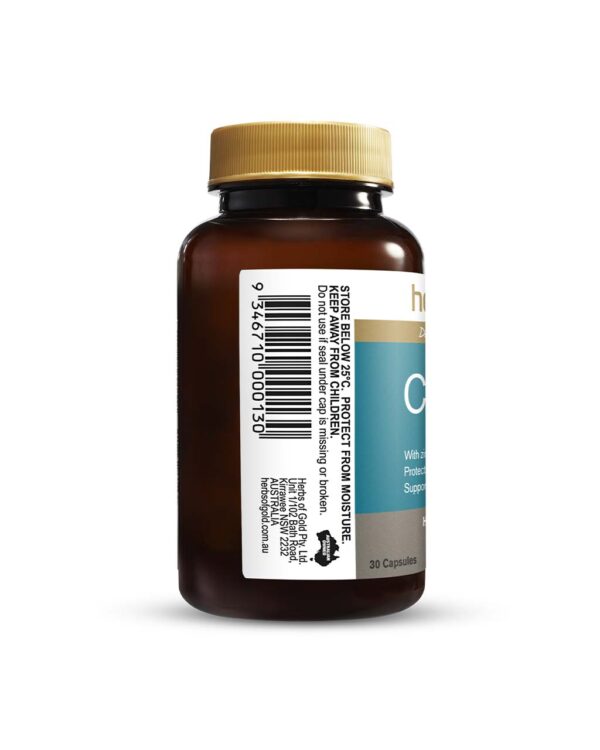 Herbs of Gold – Collagen left view of a 30 capsule bottle