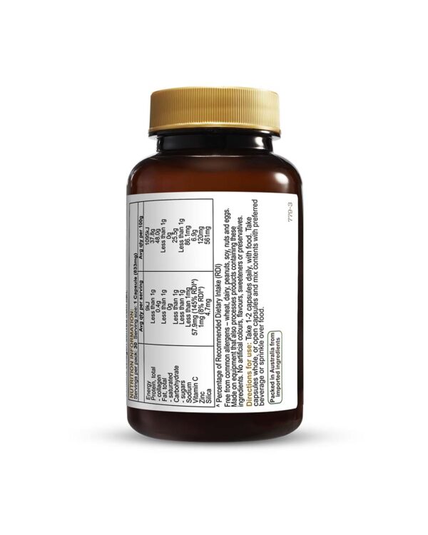 Herbs of Gold – Collagen rear view of a 30 capsule bottle